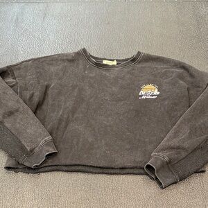 Garage Washed Black Cropped Crewneck